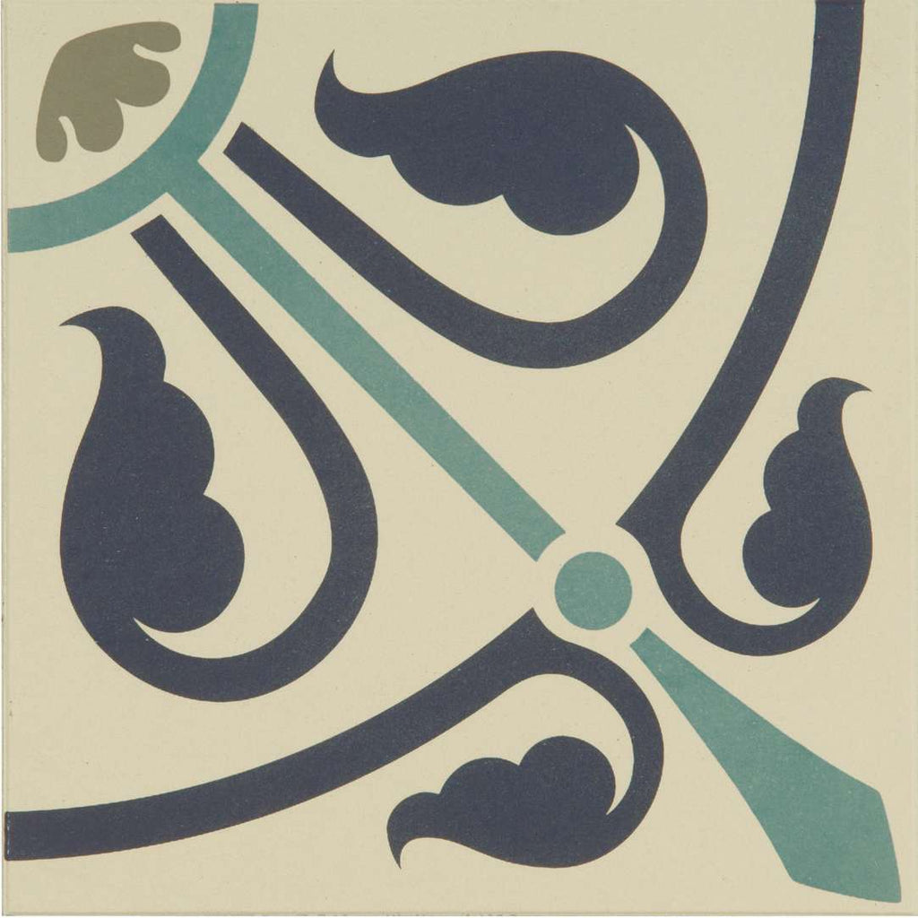 Original Style Odyssey Primo Phoenician Dublin, Dark Blue and Dark Jade on White 15x15cm-