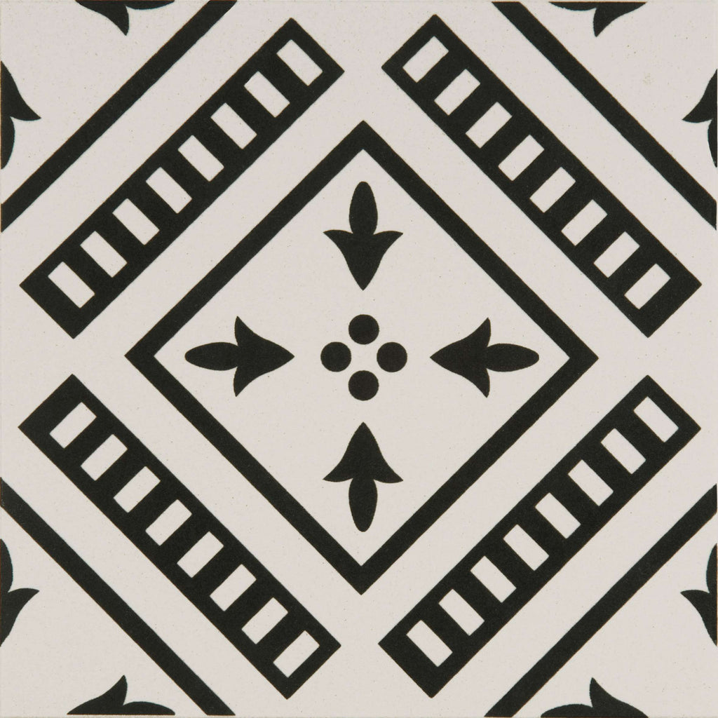 Original Style Odyssey Primo Pompeii Black on Dover White Tile 15x15cm-