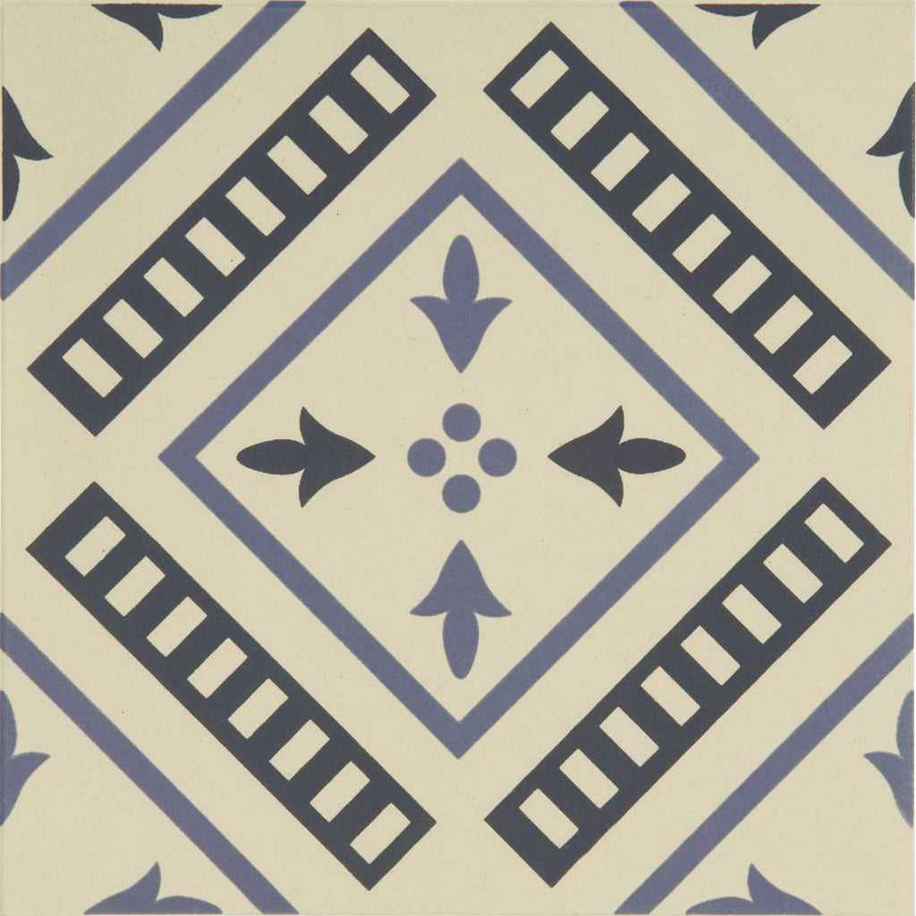 Original Style Odyssey Primo Pompeii Indigo and Dark Blue on White Tile 15x15cm-