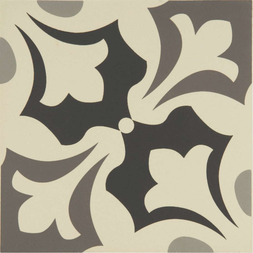 Original Style Odyssey Primo Rococo Light Grey, Dark Grey and Black on White Tile 15x15cm-