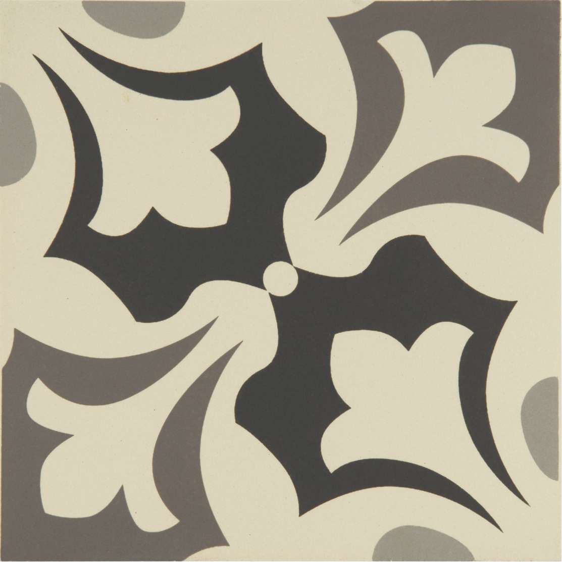 Original Style Odyssey Primo Rococo Light Grey, Dark Grey and Black on White Tile 15x15cm-