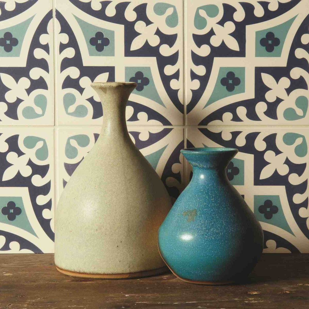 Original Style Odyssey Primo Romanesque Dark Blue and Dark Jade on White 15x15cm-