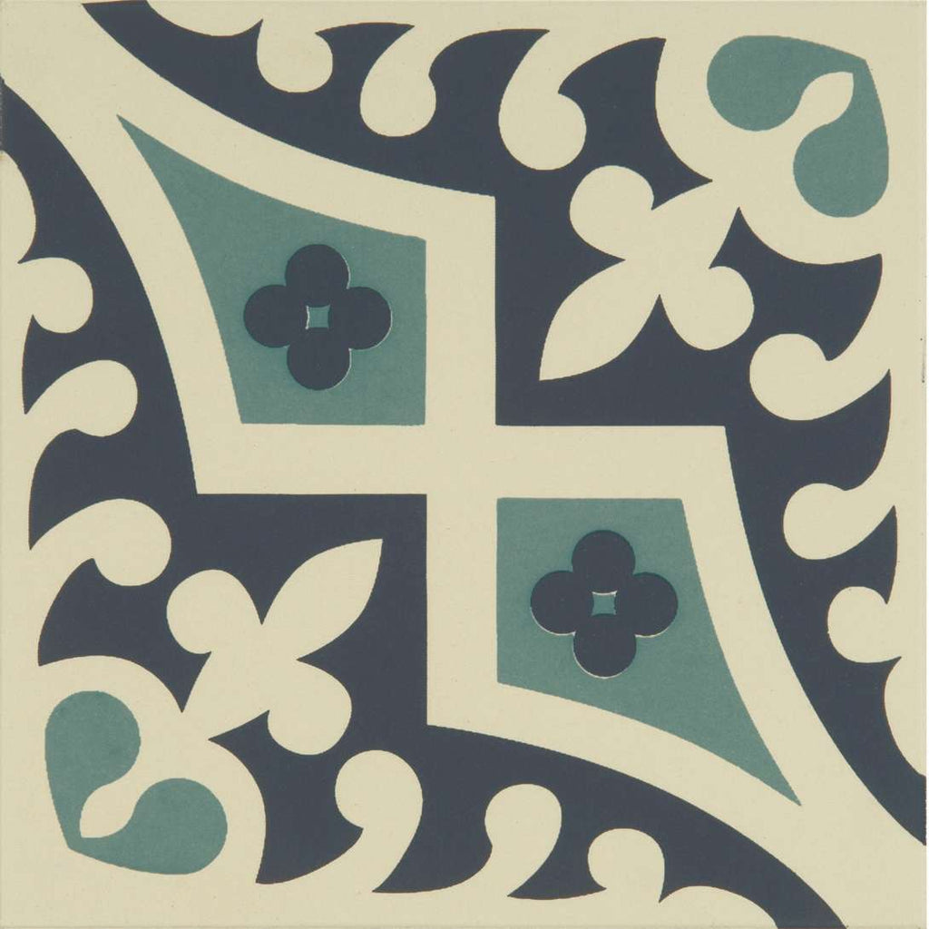 Original Style Odyssey Primo Romanesque Dark Blue and Dark Jade on White 15x15cm-