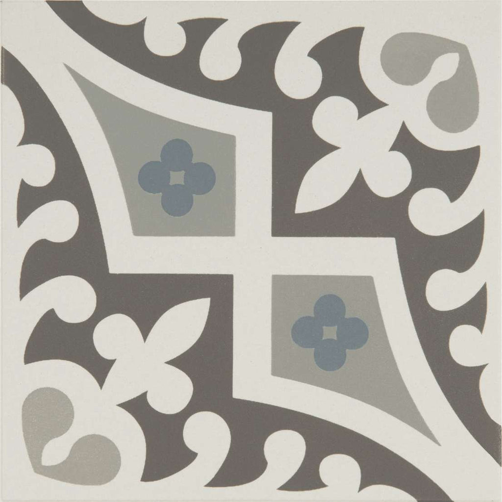 Original Style Odyssey Primo Romanesque Light Blue, Light Grey and Dark Grey on Dover White 15x15cm-