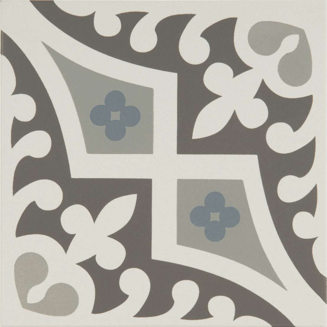 Original Style Odyssey Primo Romanesque Light Blue, Light Grey and Dark Grey on Dover White 15x15cm-