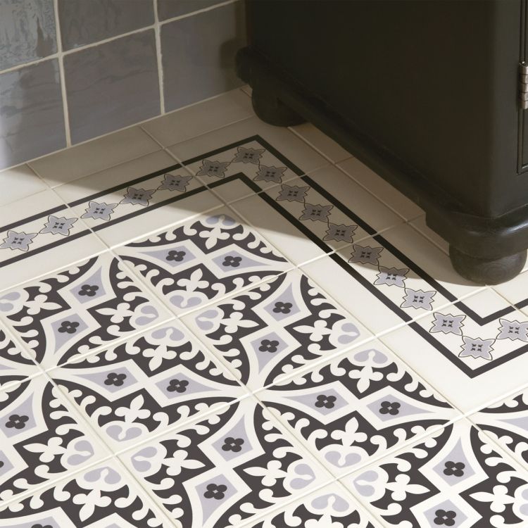 Original Style Odyssey Primo Romanesque Light Grey and Black on White 15x15cm-