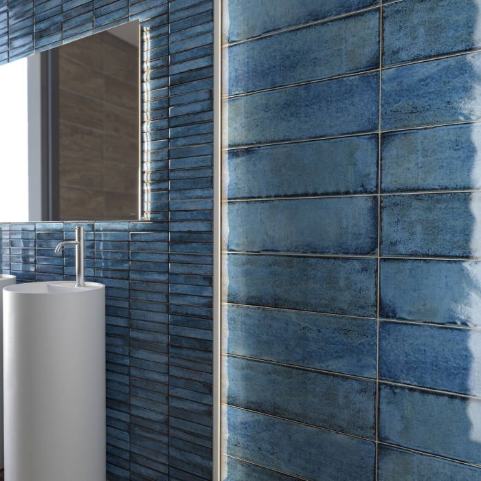 Original Style Tileworks Montblanc Blue Ceramic Wall Tile 20x60cm-