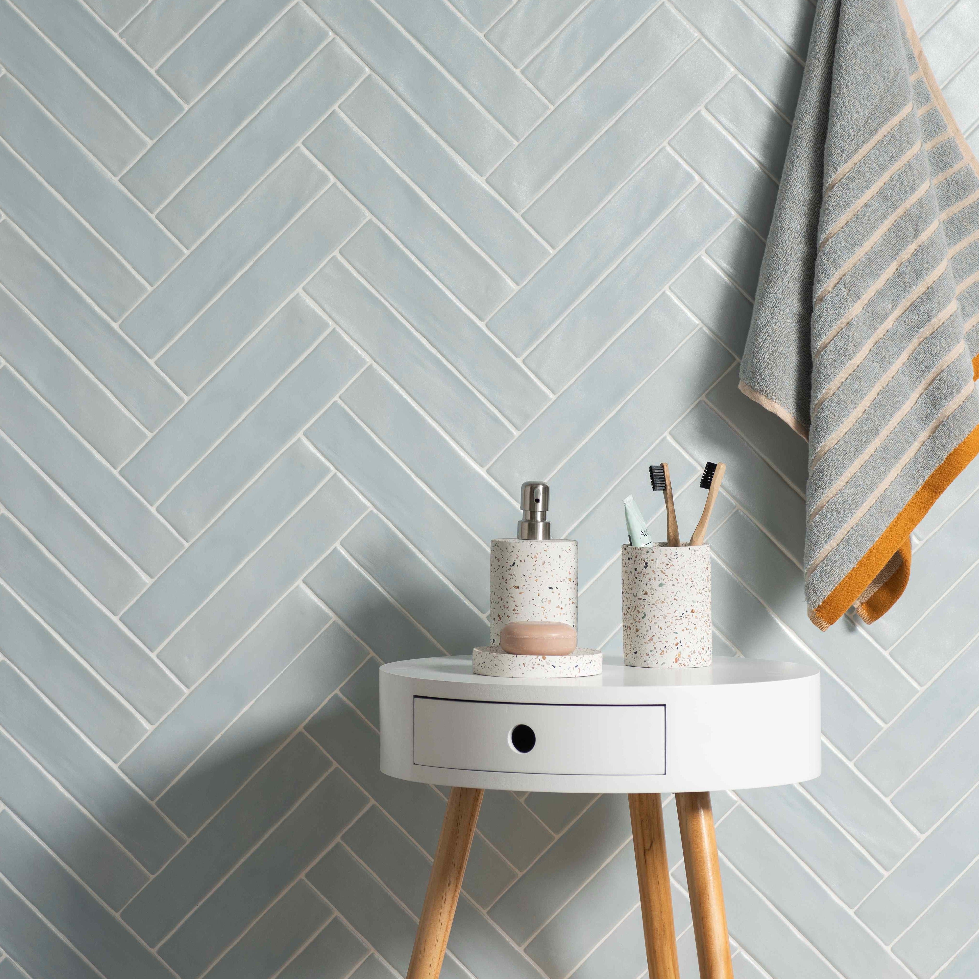 Original Style Tileworks Sherbet Blue Brick Tile 5x25cm-