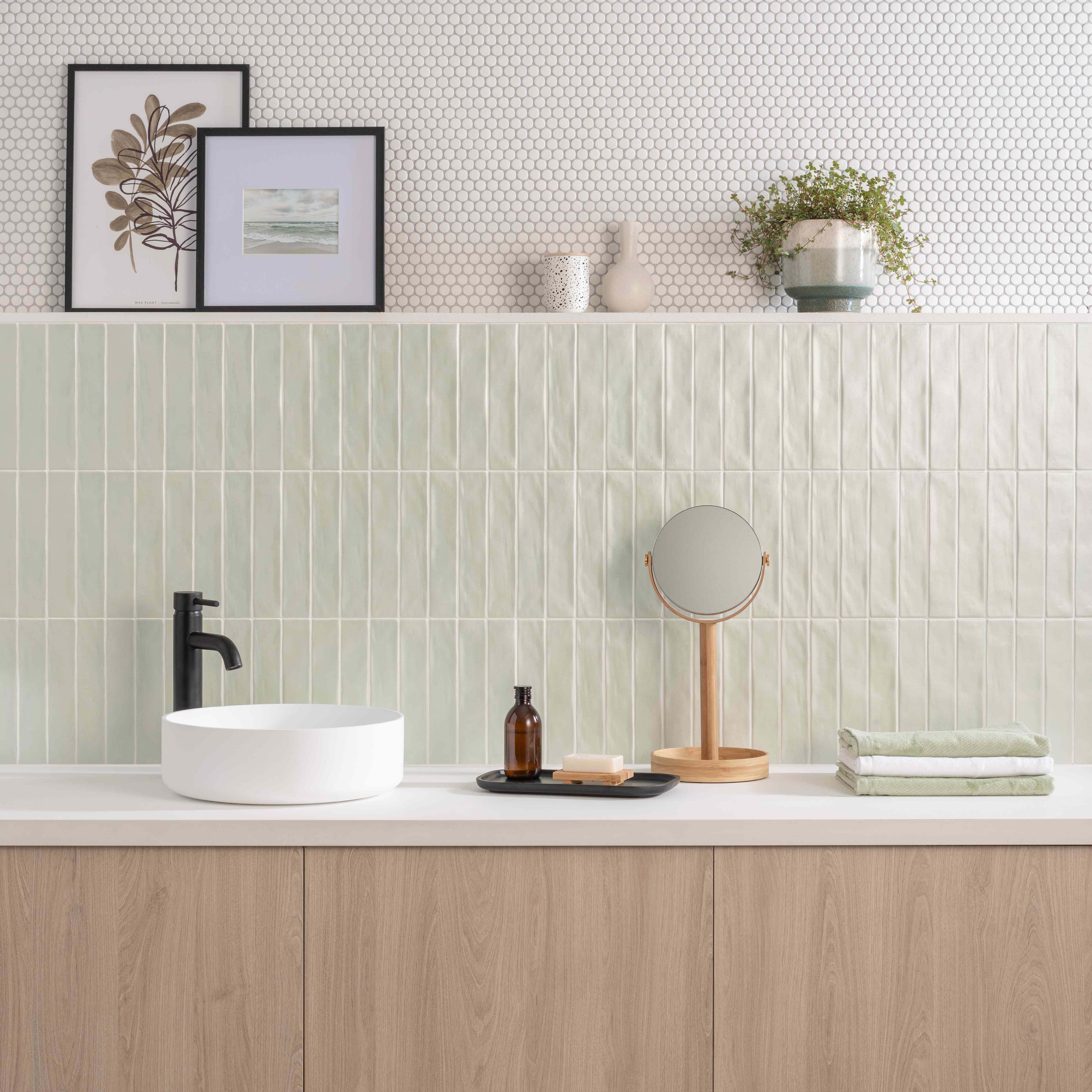 Original Style Tileworks Sherbet Green Brick Tile 5x25cm-