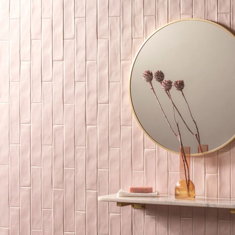Original Style Tileworks Sherbet Pink Brick Tile 5x25cm-