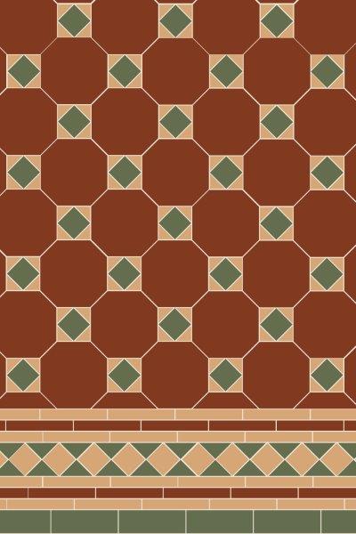Original Style Victorian Arundel 3 colour (Red/Green/Buff) Pattern-Floor-Tile