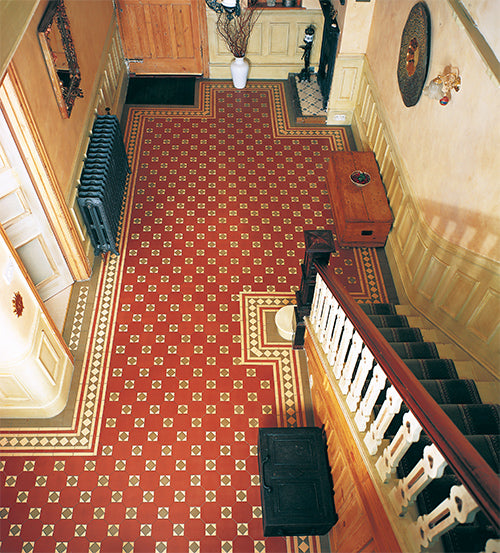 Original Style Victorian Arundel 3 colour (Red/Green/Buff) Pattern-Floor-Tile