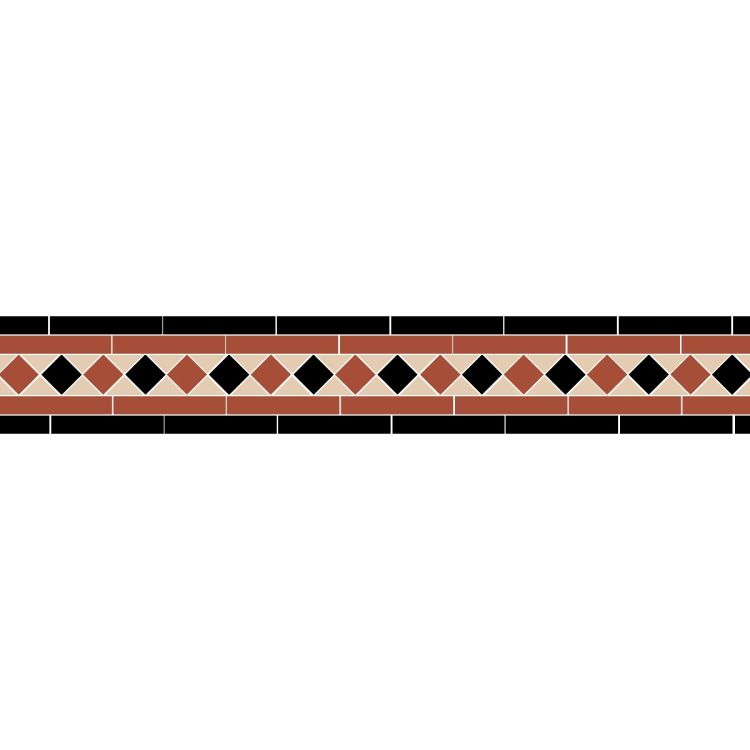 Original Style Victorian Austen Black Red and White Border-Floor-Tile