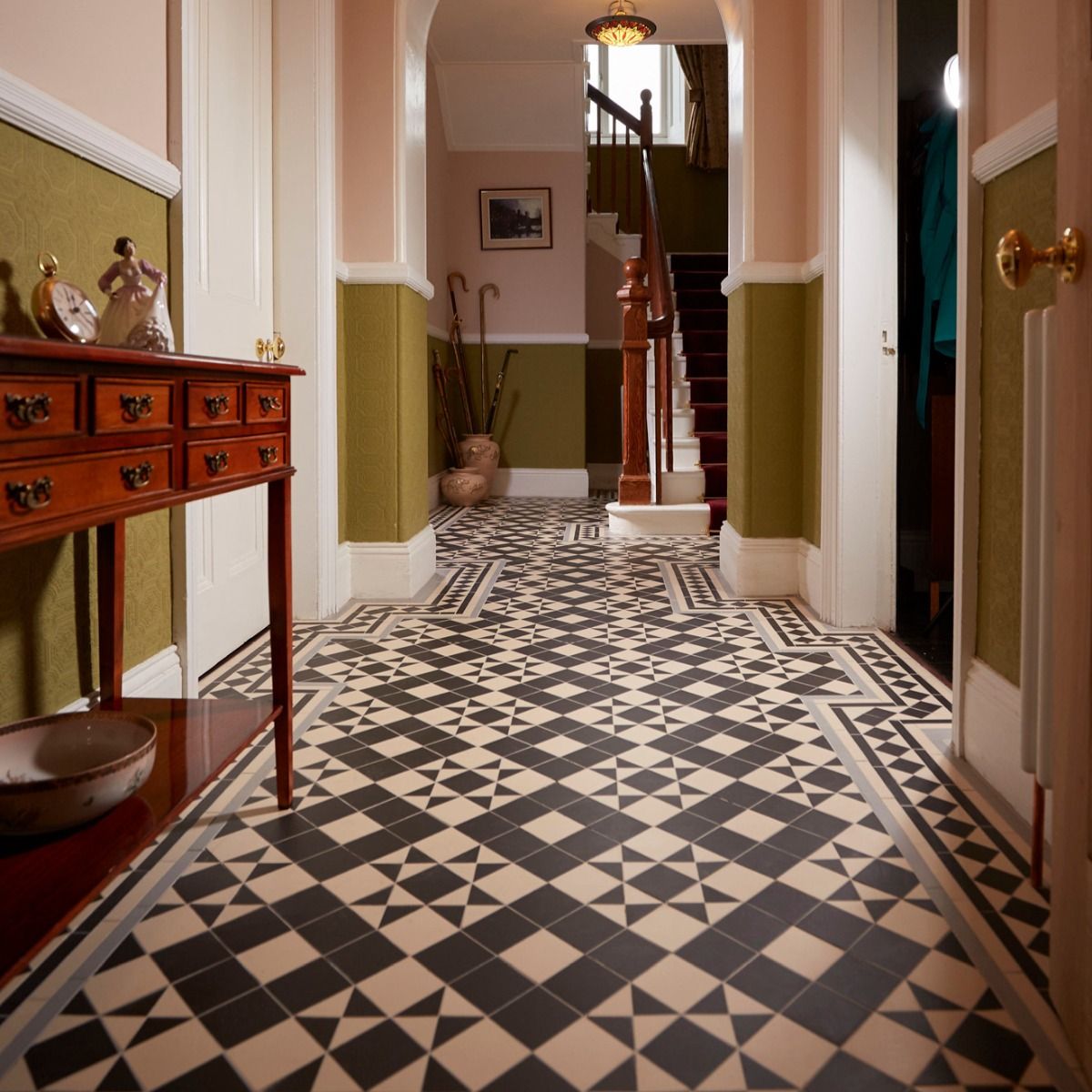 Original Style Victorian Braemar Hawthorn Yellow and Dover White Pattern-Floor-Tile