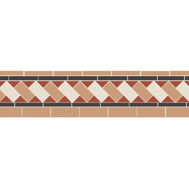 Original Style Victorian Carroll White Red and Old London Border-Floor-Tile