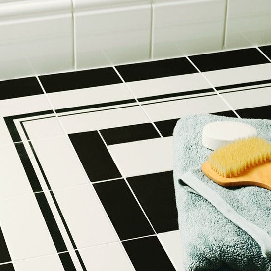 Original Style Victorian Cavendish Border Black on Dover White-Floor-Tile