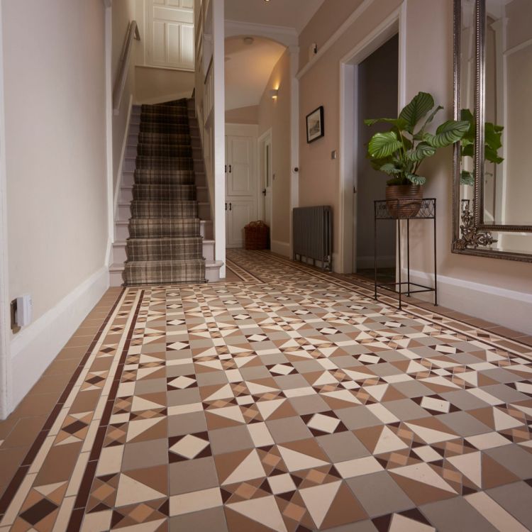 Original Style Victorian Colchester Holkham Dune, White, Old London, Brown Pattern-Floor-Tile