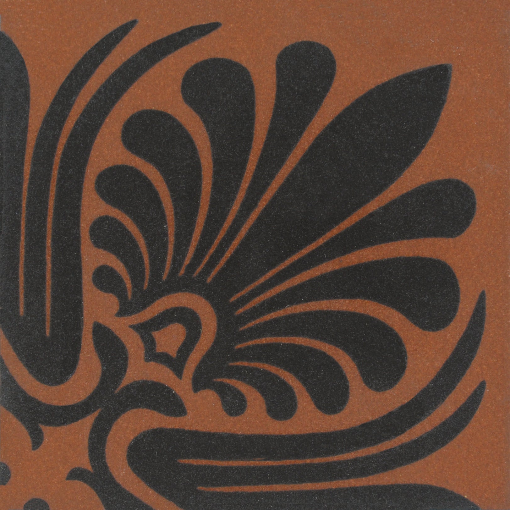 Original Style Victorian Faraday Corner-Black on Red-IM-0002446-Floor-Tile