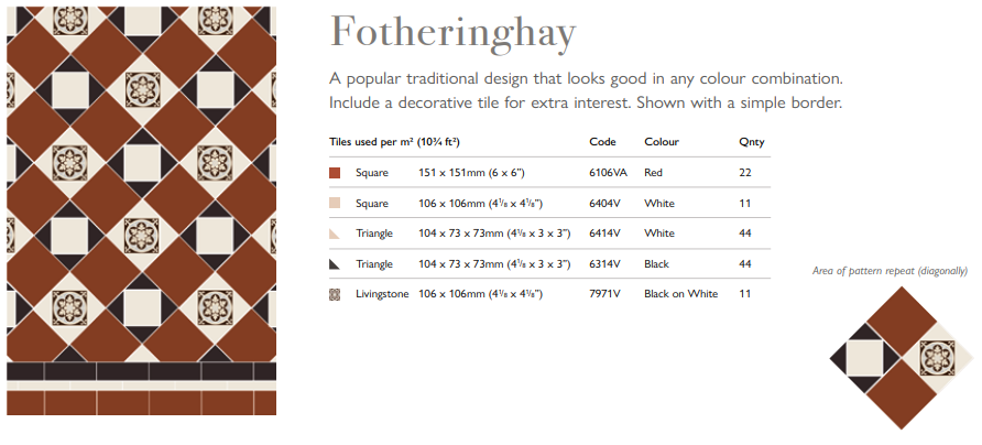 Original Style Victorian Fotheringhay Pattern-Floor-Tile