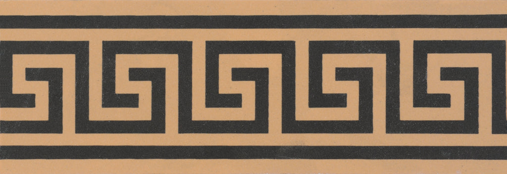 Original Style Victorian Greek Key Border-Black on Buff-IM-0002891-Floor-Tile