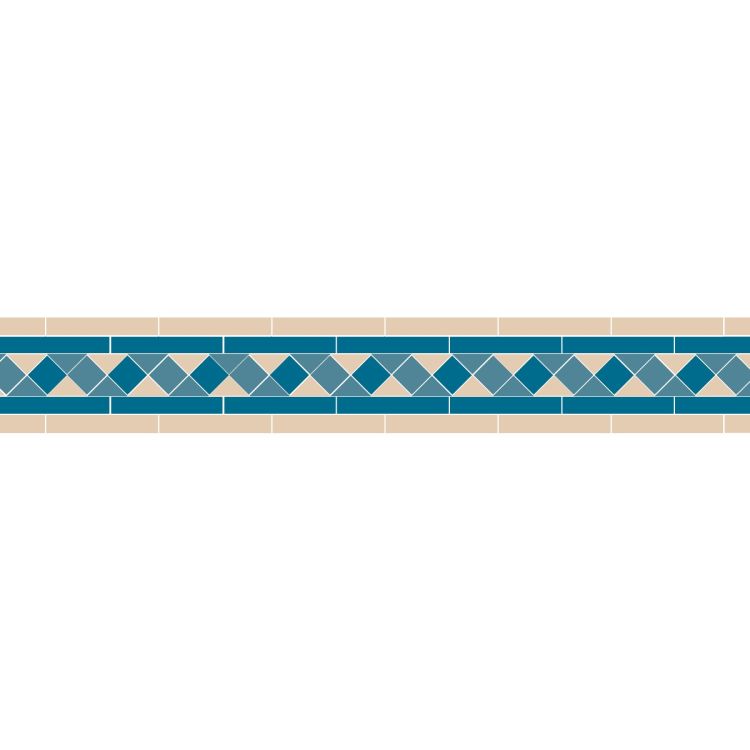 Original Style Victorian Joyce Blue and Pugin Blue Border-Floor-Tile
