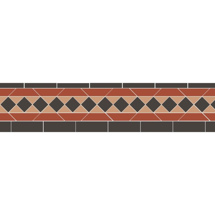 Original Style Victorian Keats Black Red and Buff Border-Floor-Tile