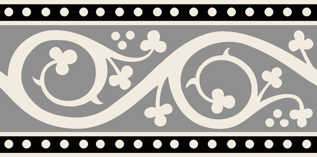 Original Style Victorian Kitchener Border-Black On Dover White-IM-0030322-Floor-Tile
