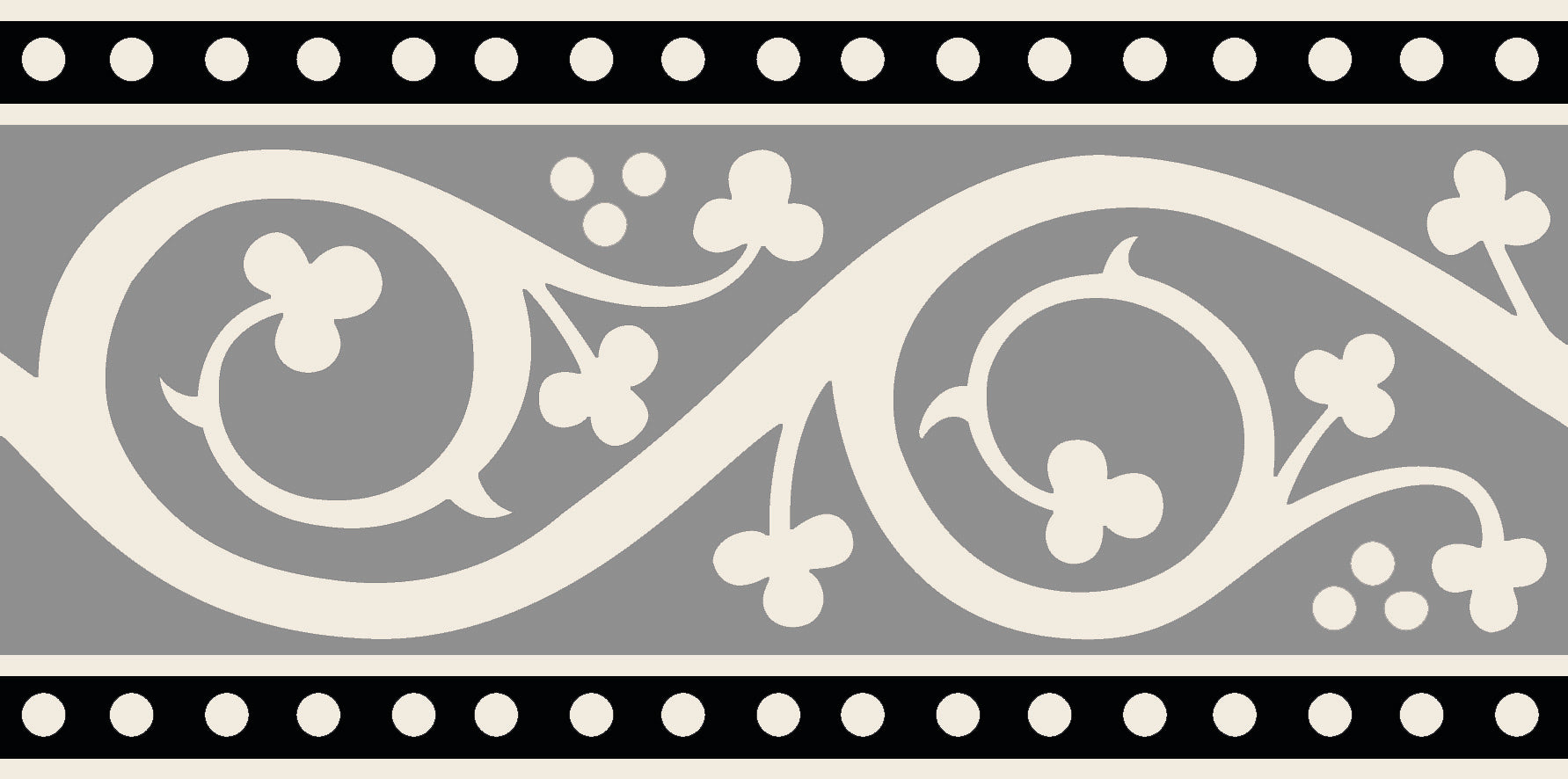 Original Style Victorian Kitchener Border-Black On Dover White-IM-0030322-Floor-Tile