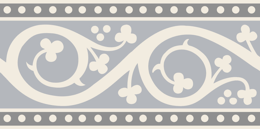 Original Style Victorian Kitchener Border-Grey on Dover White-IM-0030356-Floor-Tile