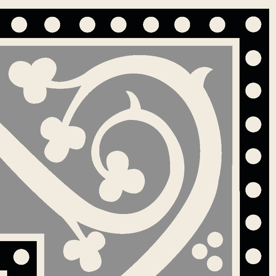 Original Style Victorian Kitchener Corner-Black on Dover White-IM-0030355-Floor-Tile