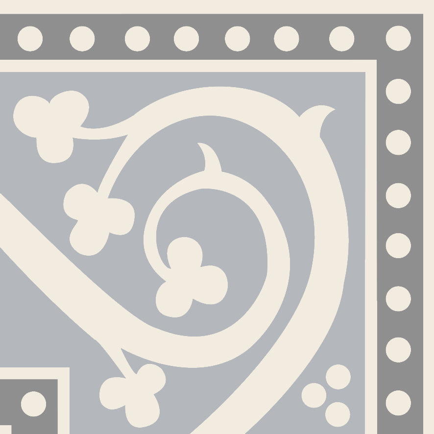Original Style Victorian Kitchener Corner-Grey on Dover White-IM-0030357-Floor-Tile