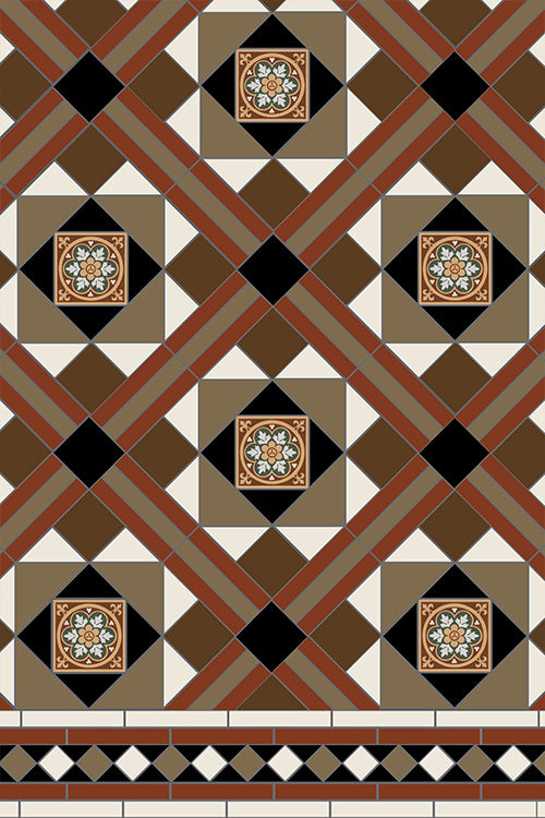 Original Style Victorian Lindisfarne 8 Colour Pattern-Floor-Tile