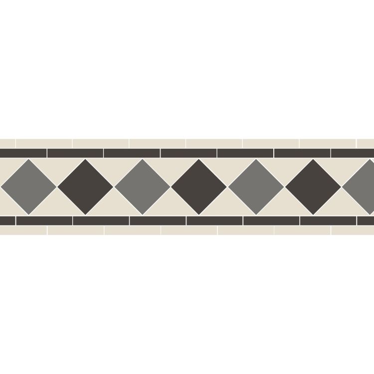Original Style Victorian Melville Black and Revival Grey Border-Floor-Tile