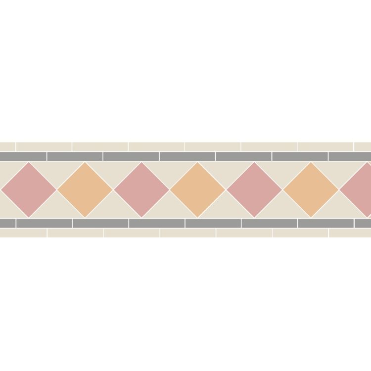 Original Style Victorian Melville Carnation Pink and Hawthorn Yellow Border-Floor-Tile