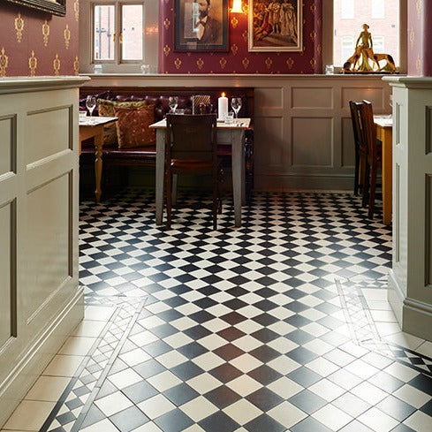 Original Style Victorian Oxford Black and White Pattern-Floor-Tile