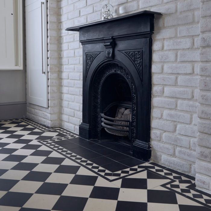 Original Style Victorian Oxford Black and White Pattern-Floor-Tile