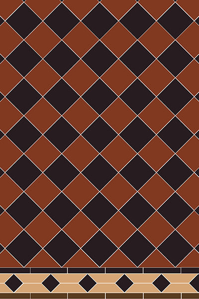 Original Style Victorian Oxford Red and Black Pattern-Floor-Tile