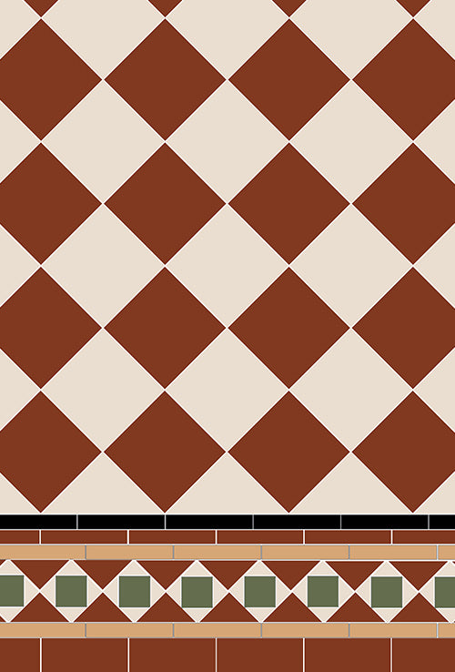 Original Style Victorian Oxford Red and White Pattern-Floor-Tile
