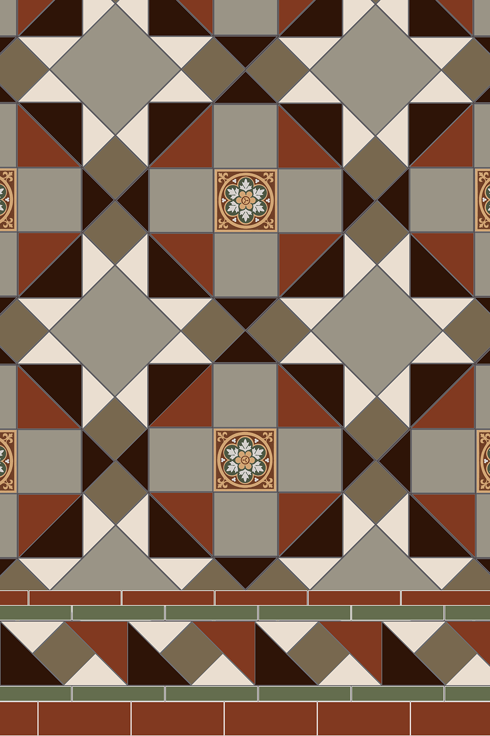 Original Style Victorian Rochester 5 colour Pattern-Floor-Tile