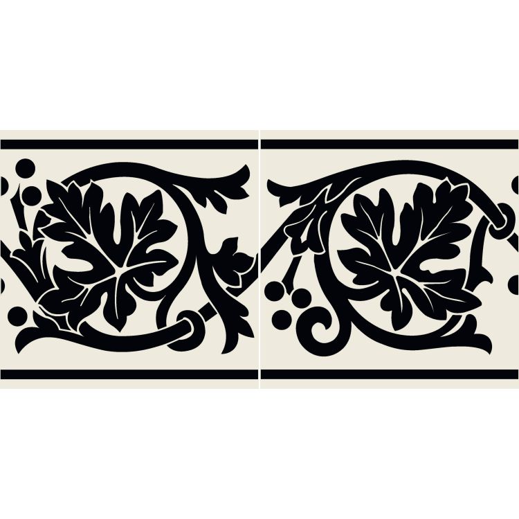 Original Style Victorian Shaftesbury Border - Set of 2-Black on Dover White-IM-0030361-Floor-Tile