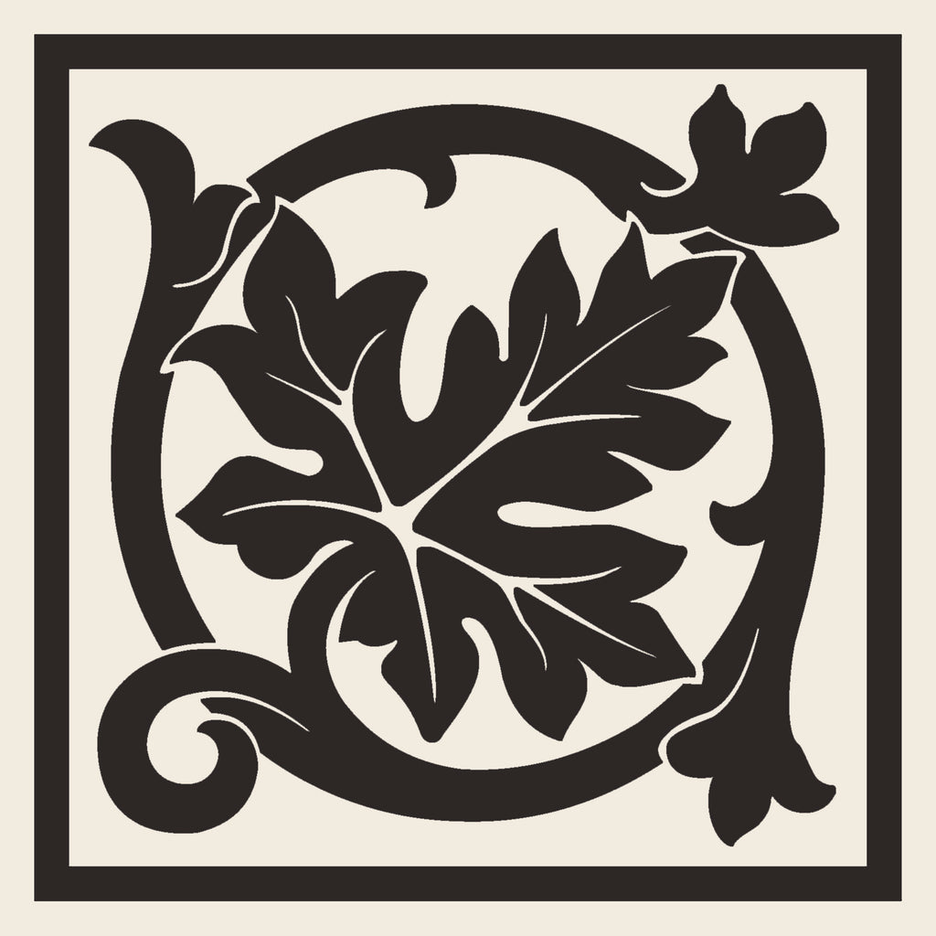 Original Style Victorian Shaftesbury Corner-Black on Dover White-IM-0030360-Floor-Tile