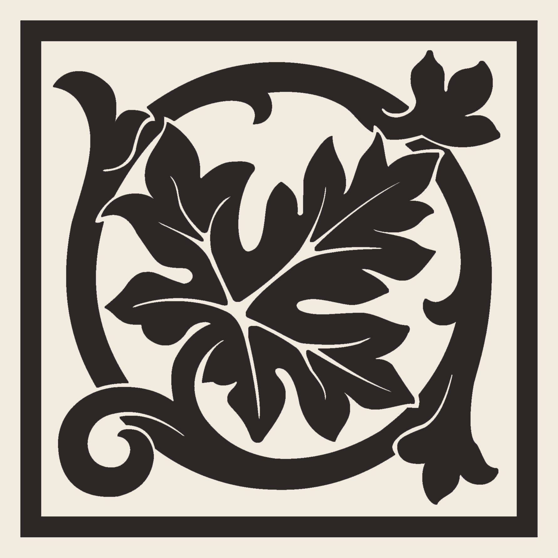 Original Style Victorian Shaftesbury Corner-Black on Dover White-IM-0030360-Floor-Tile