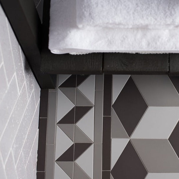 Original Style Victorian Shelley Black Dover White and Grey Border-Floor-Tile