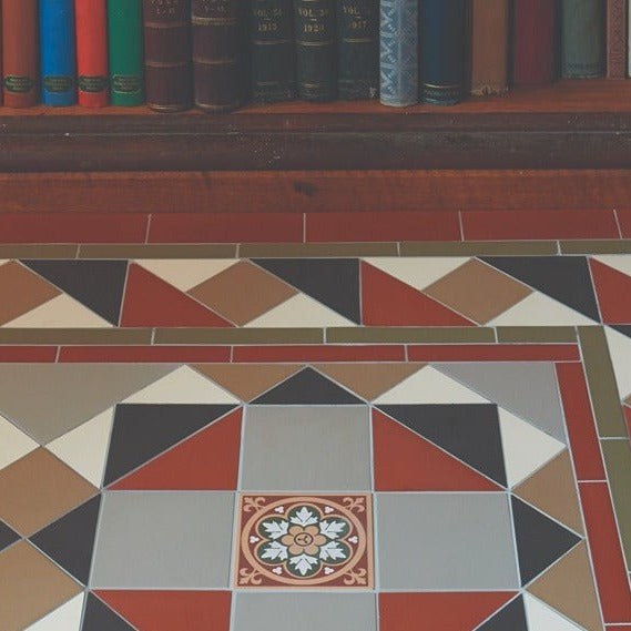 Original Style Victorian Wilde Red Black and Regency Bath Border-Floor-Tile