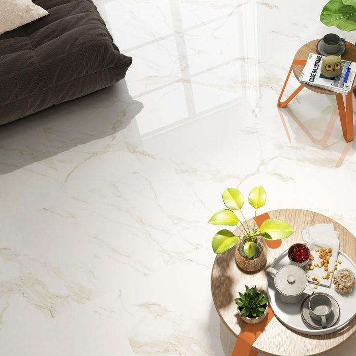 Oro Marble Effect Gloss Porcelain Floor Tile 60x60cm