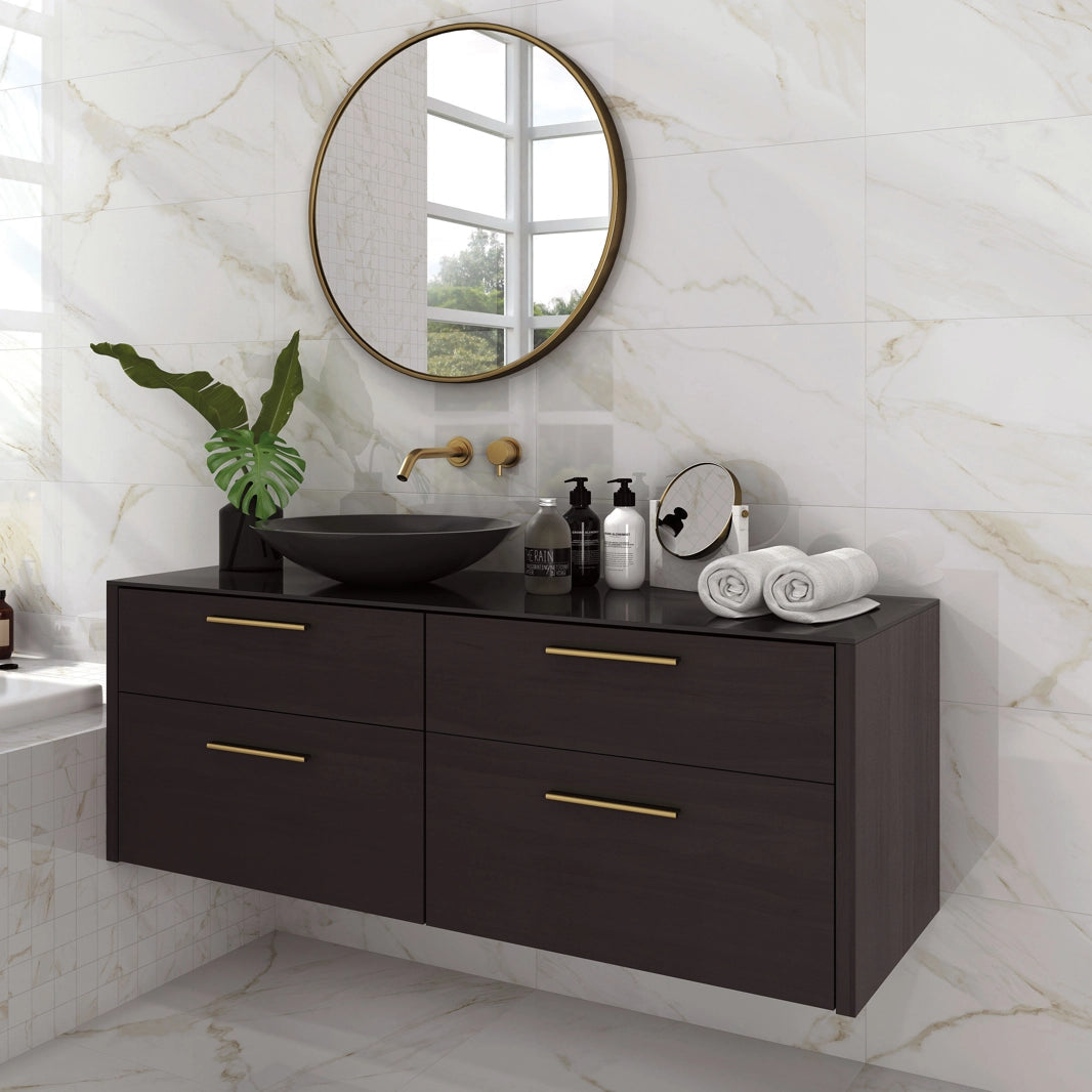 Oro Marble Effect Gloss Porcelain Wall & Floor Tile 30x60cm