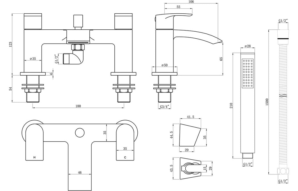 Oroni Bath/Shower Mixer - Chrome-Bath Taps-CAPTA4193-