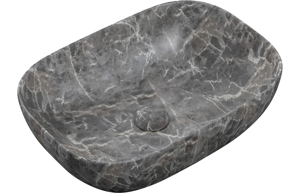 Otto 460x330mm Ceramic Washbowl - Grey Marble Effect-Basins-DIPB0072-
