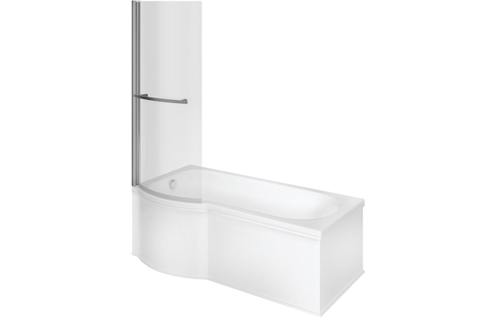 P Shape SUPERCAST Shower Bath, Panel & Screen-Shower Baths-DIBSHP0018-Left Hand-