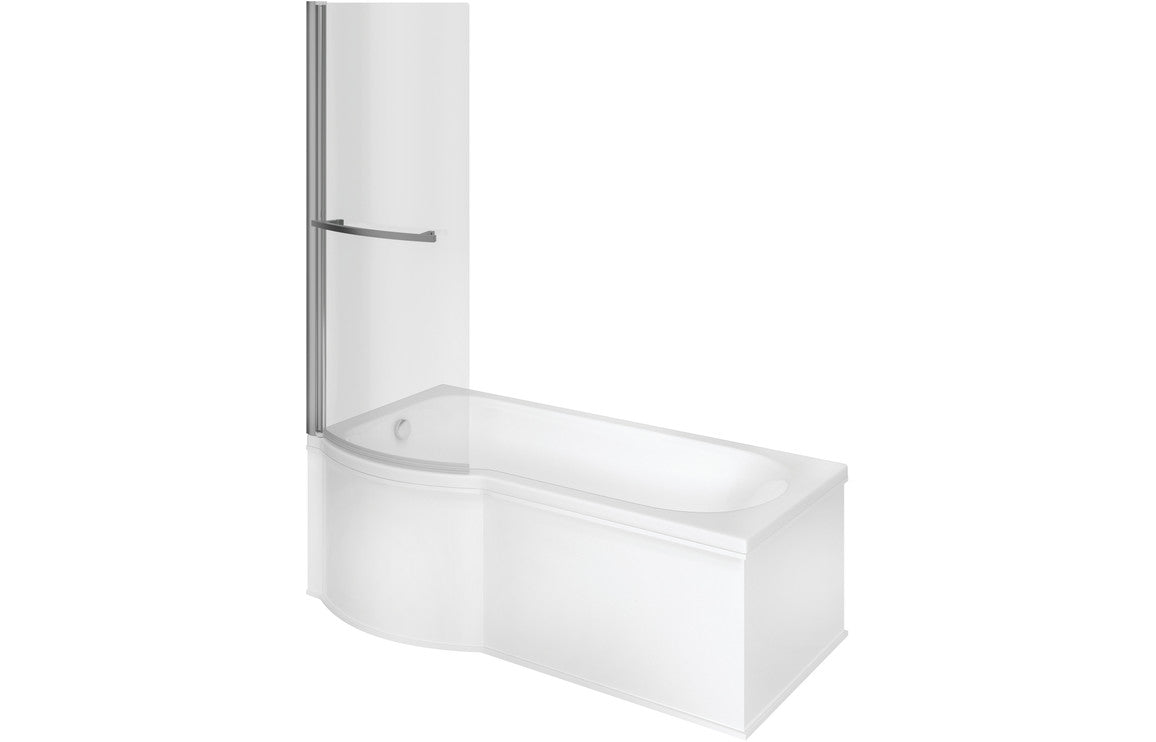 P Shape SUPERCAST Shower Bath, Panel & Screen-Shower Baths-DIBSHP0018-Left Hand-